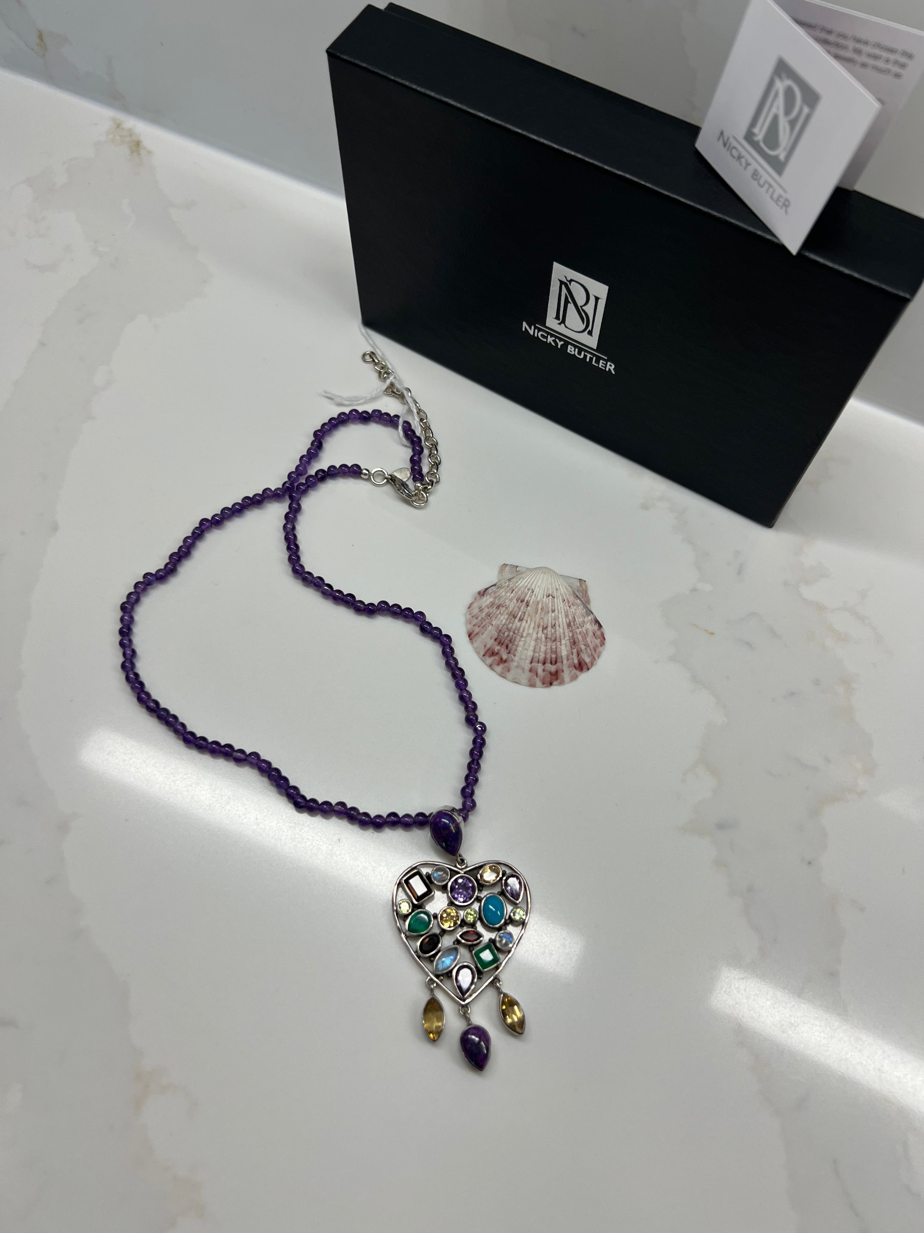 Nicky Butler SS Amethyst & Multi-Gemstone Pendant Necklace