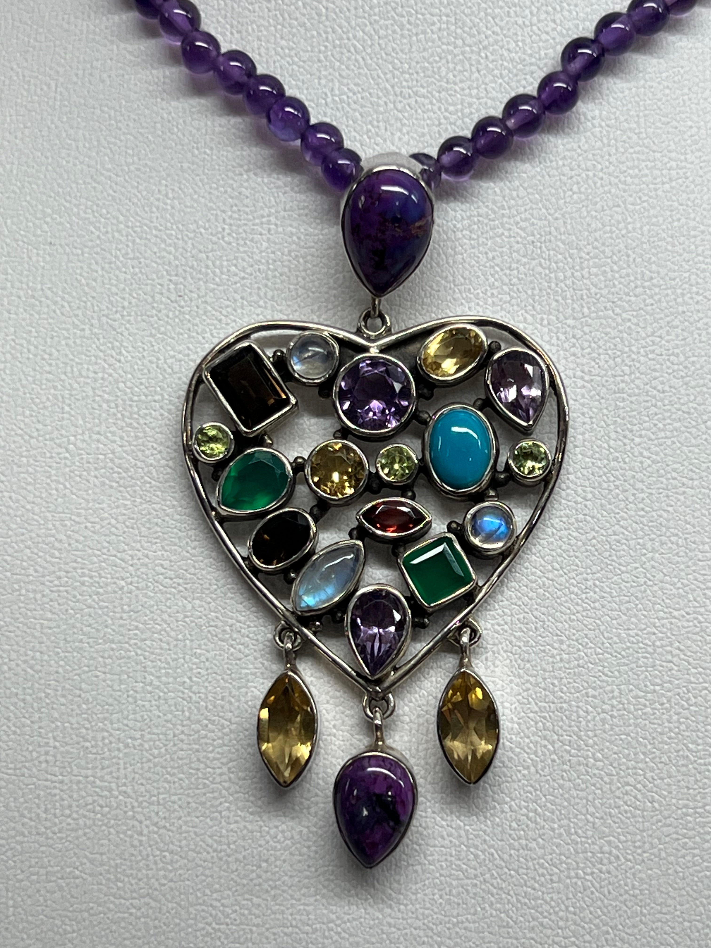 Nicky Butler SS Amethyst & Multi-Gemstone Pendant Necklace