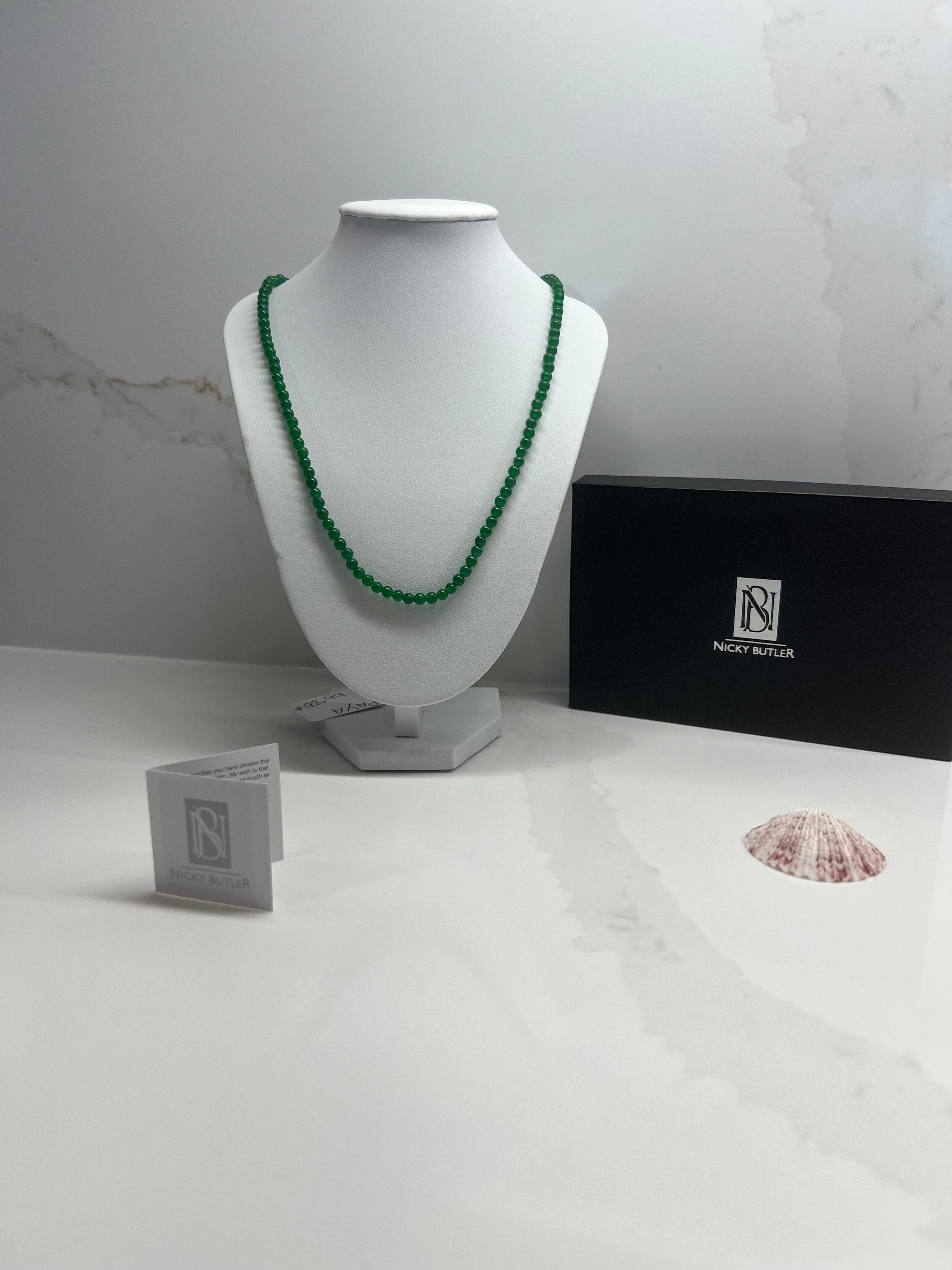 Nicky Butler Green Chalcedony Bead Sterling Silver Necklace