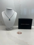 David Yurman Sterling Silver  Blue Topaz Diamond Pendant Necklace