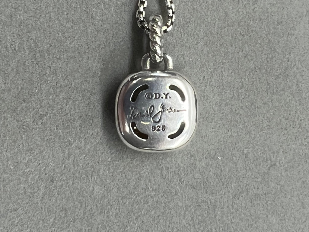 David Yurman Sterling Silver Yellow Citrine Diamond Pendant Necklace