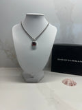 David Yurman Sterling Silver Pink Tourmaline Diamond Pendant Necklace