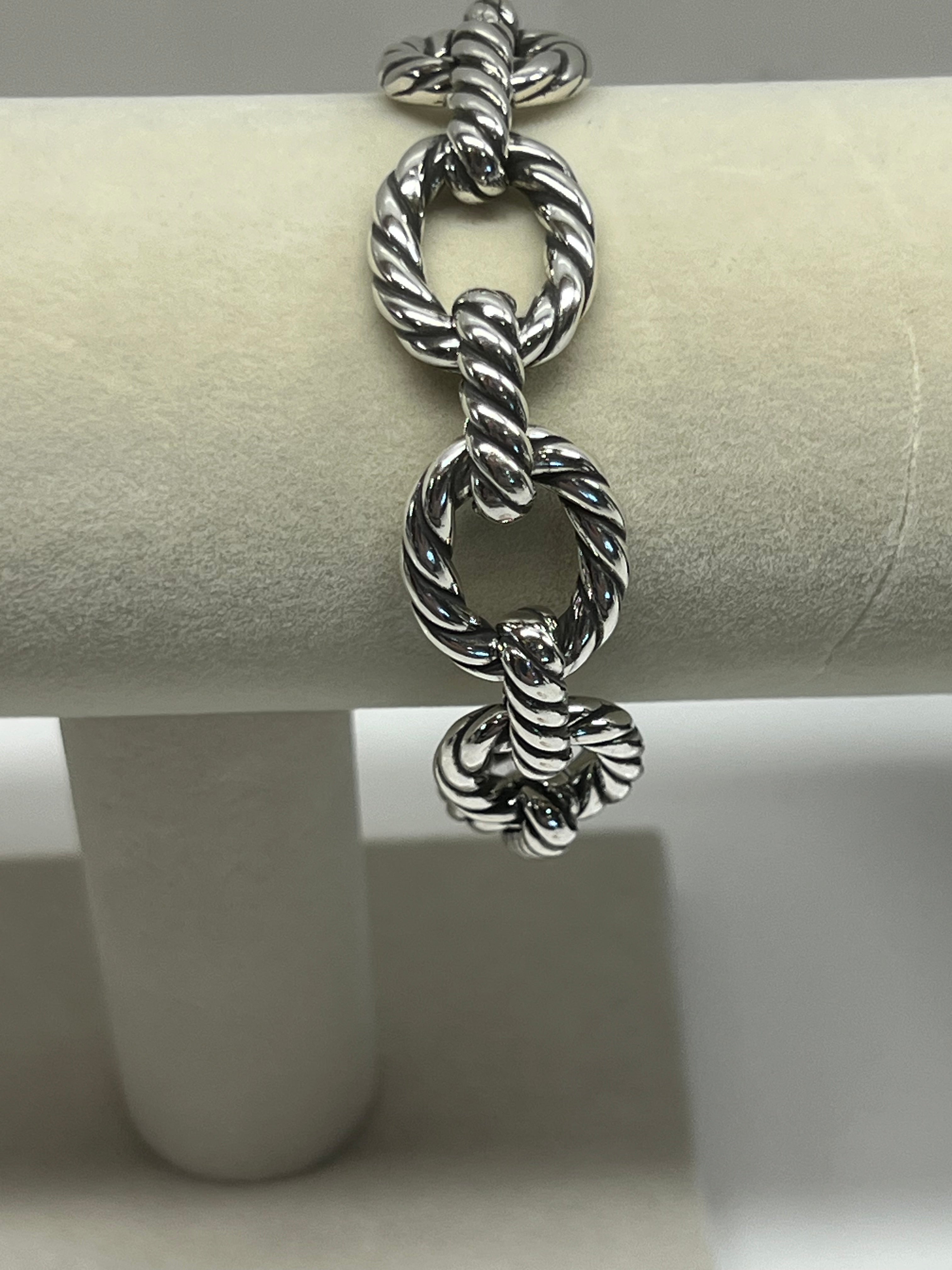 David Yurman Sterling Silver 18MM Oval Link Cable Bracelet 8"