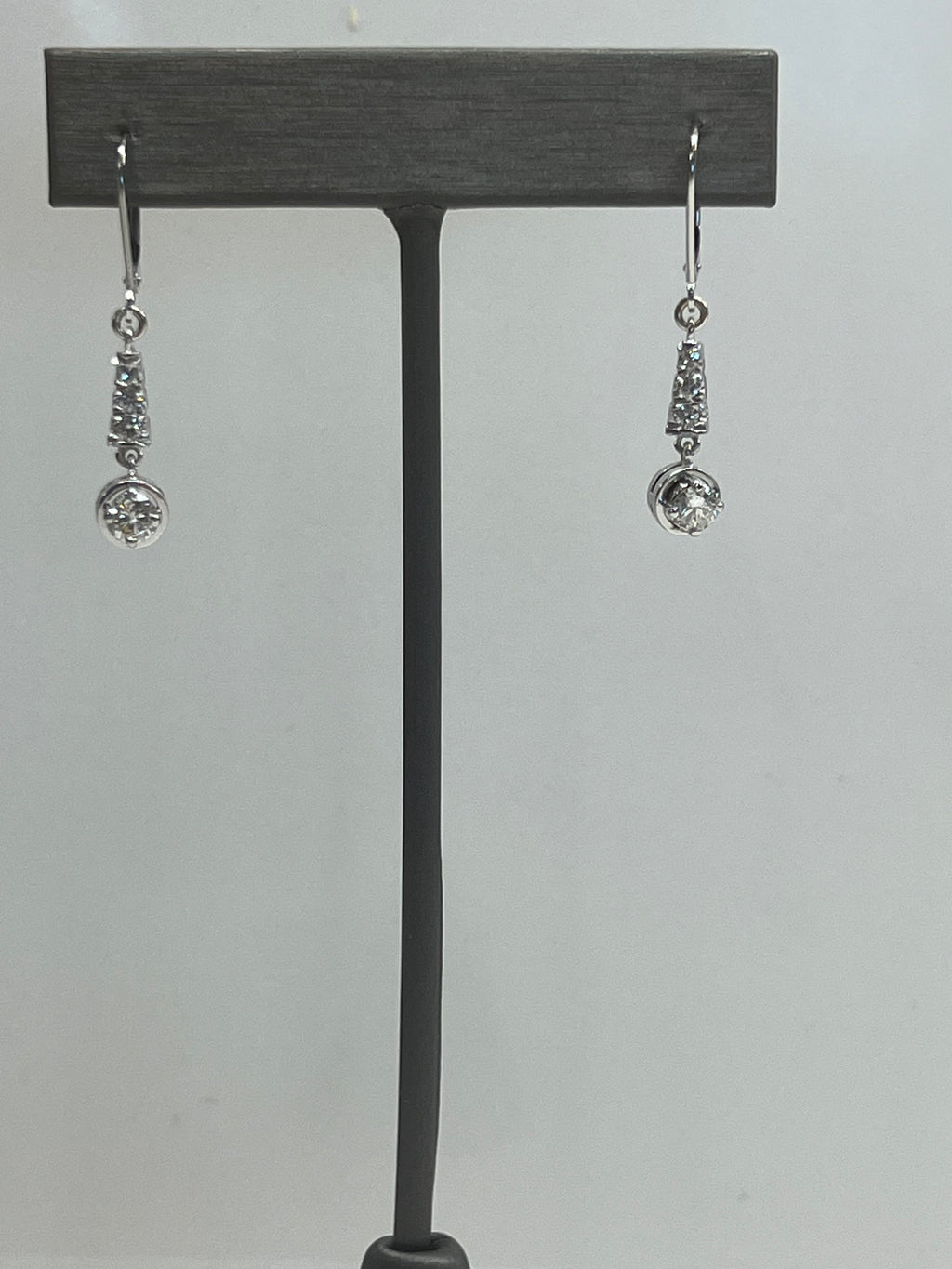 14K Natural Diamond Dangle Earrings in White Gold