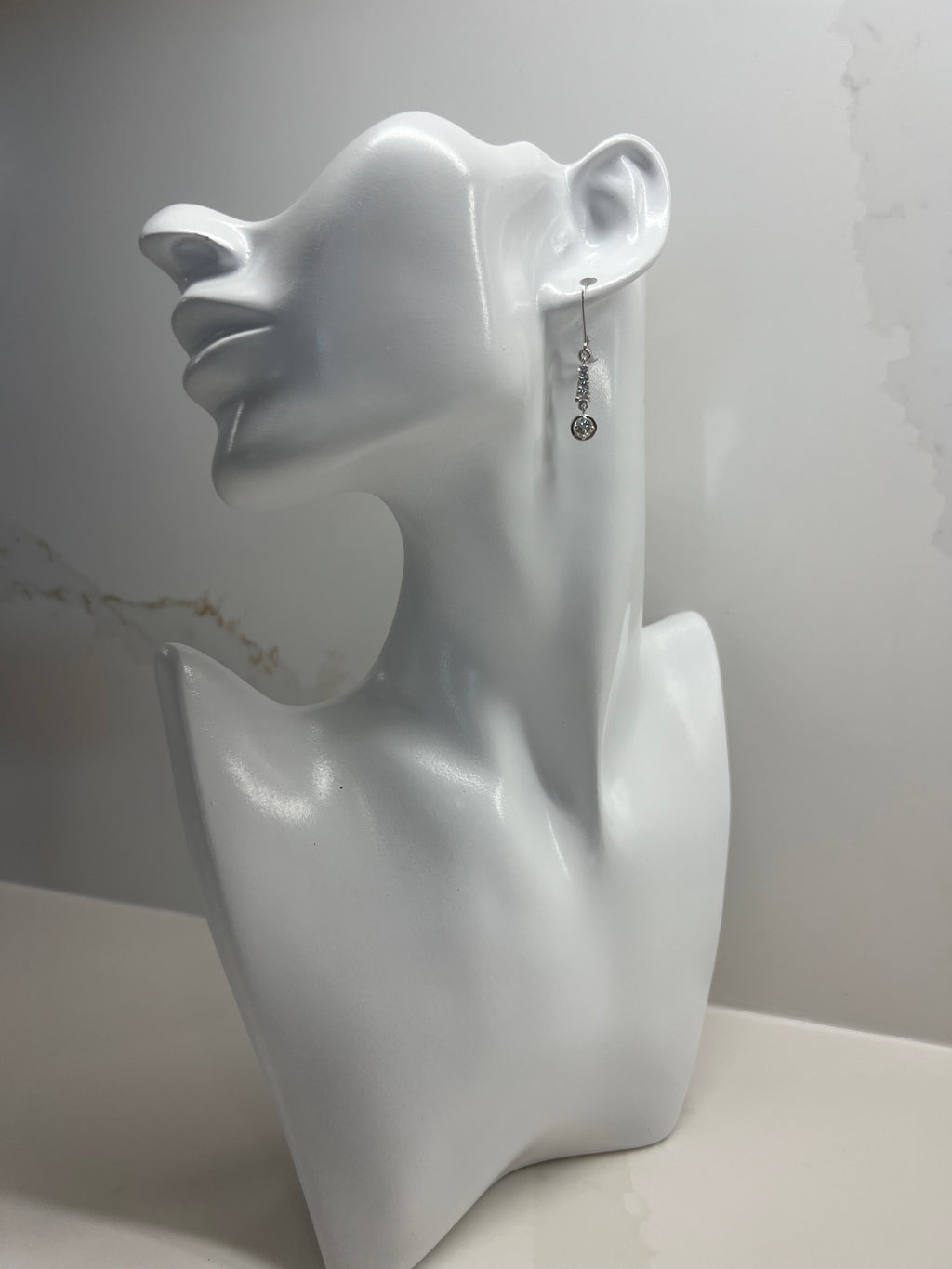 14K Natural Diamond Dangle Earrings in White Gold