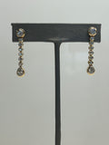 14-18K Natural Diamond Round-Pear Bezel Set Dangle Earrings 2 CTW