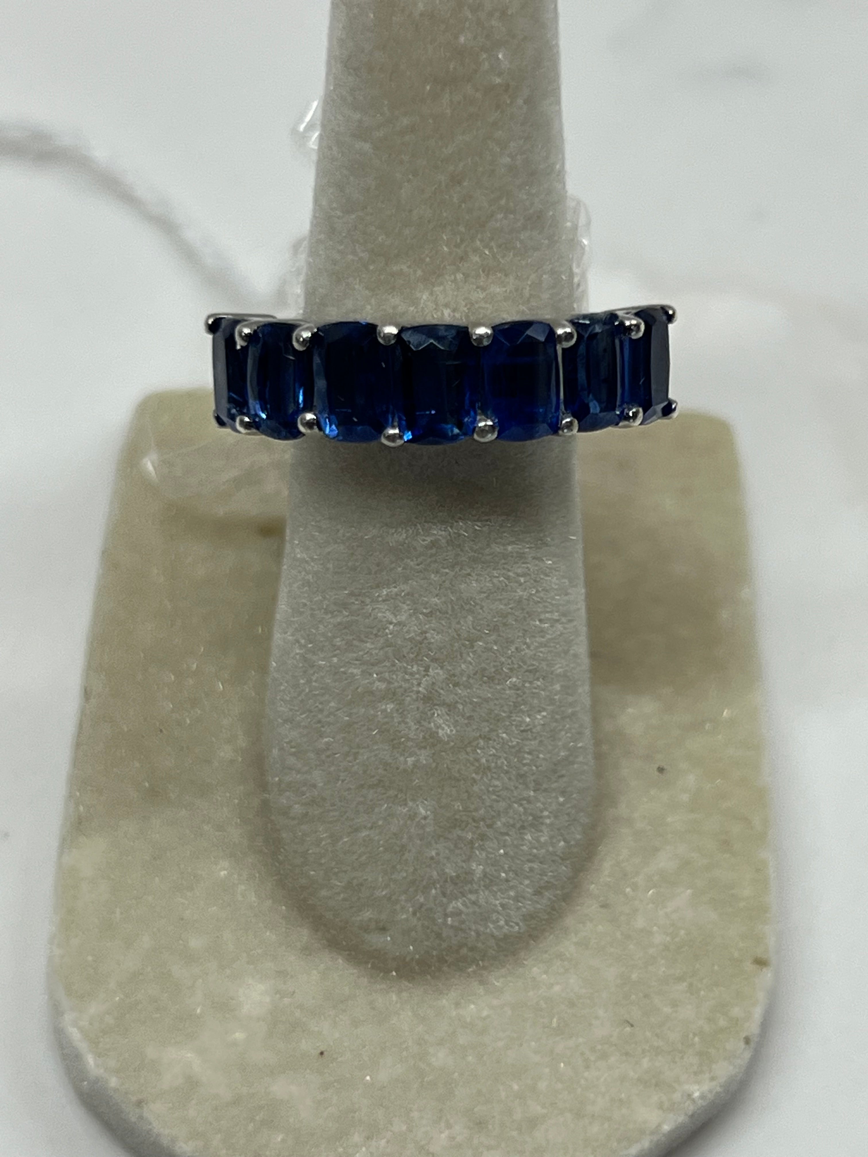 Blue Kyanite 7 Stone Anniversary Band SS Size 7    $298.00