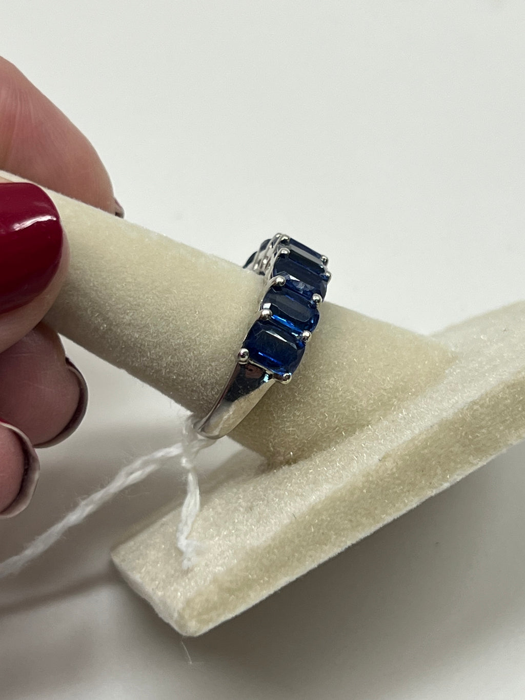 Blue Kyanite 7 Stone Anniversary Band SS Size 7    $298.00