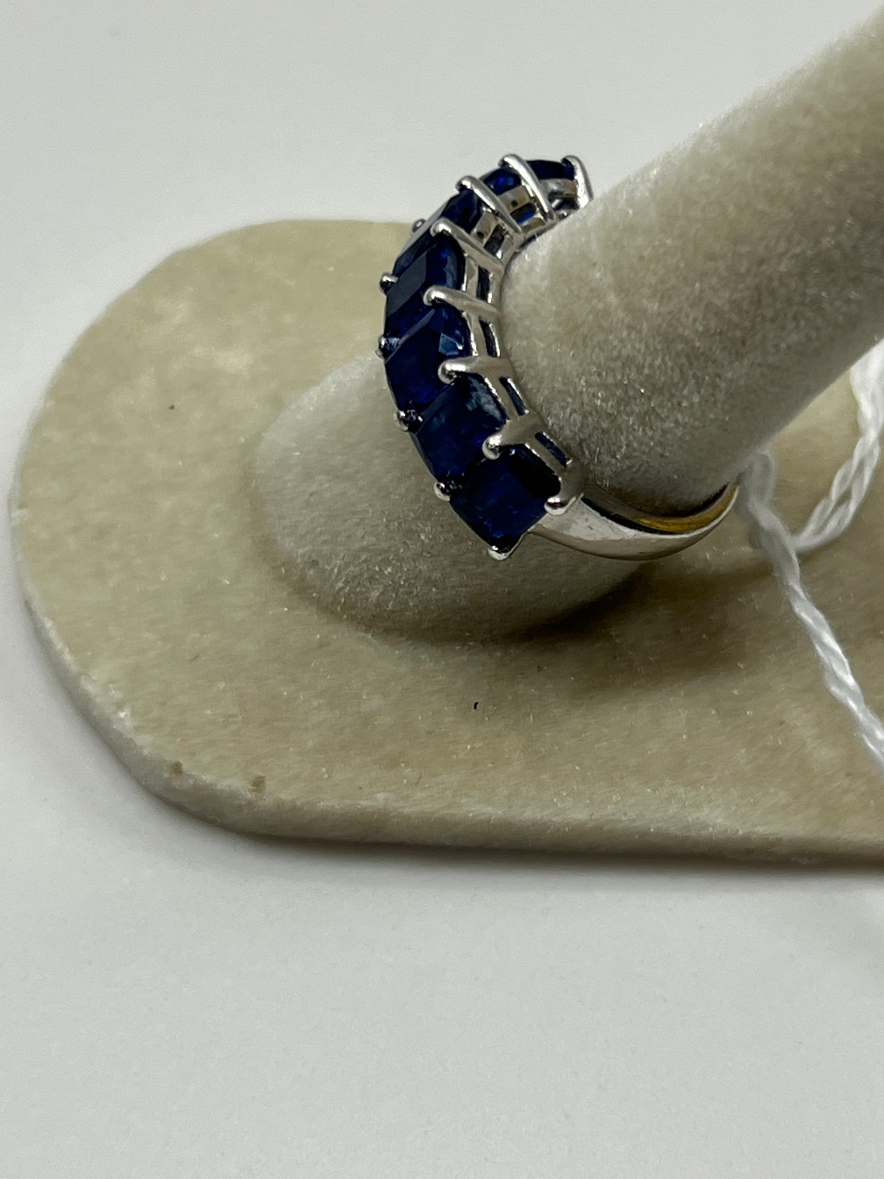 Blue Kyanite 7 Stone Anniversary Band SS Size 7    $298.00